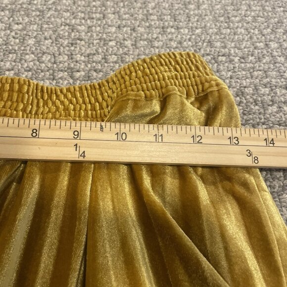 A New Day Skirt Women's Small Gold Velvet Velour Pleated Midi Stretch Old Money - Picture 5 of 6